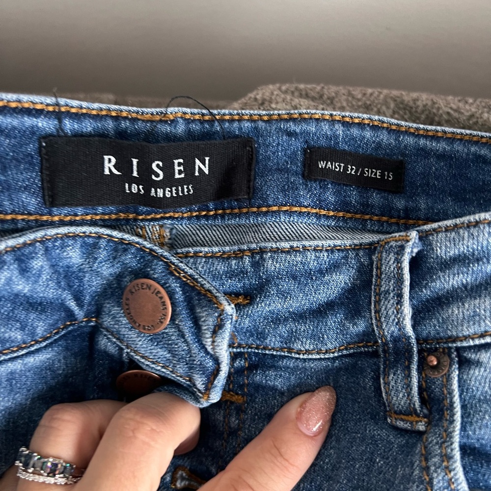 Risen Classic Blue Flare Jeans with Natural Fading - Picture 2 of 5